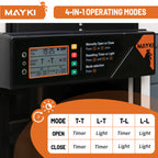 MAYKI Automatic Chicken Coop Door Solar Powered, Accessories Extra-Large with 4 Auto Modes (Timer & Light Sensor), Anti-Pinch, Waterproof Cold Weather, FCC/CE/RoHs Certified, Aluminum Build, M Black