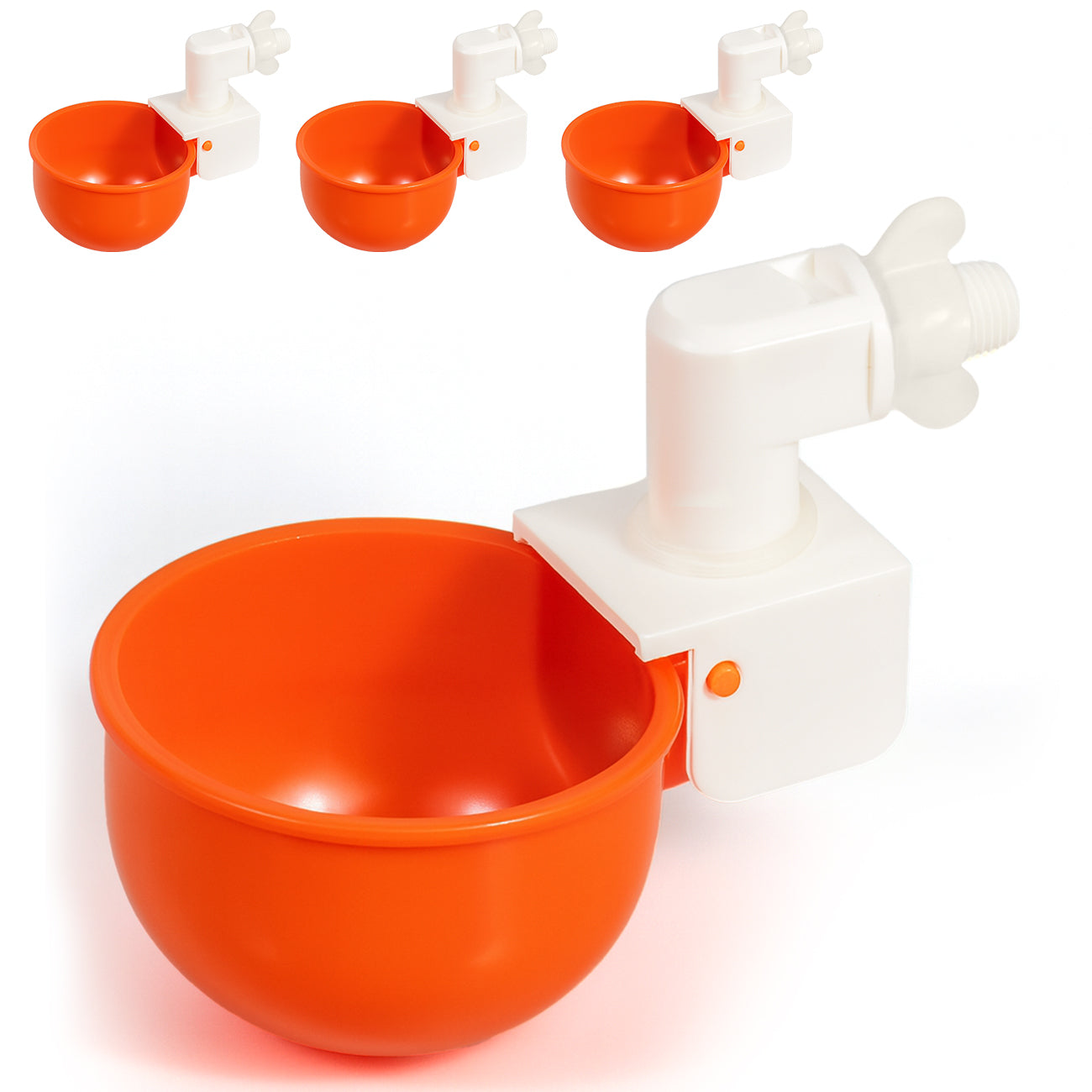 MAYKI Chicken Waterer Cups, 4-Pack Automatic Water Dispenser, No-Leak Poultry Waterer for Coop Buckets & DIY Systems, Large Water Cups for MAYKI Waterer Set, Durable PVC