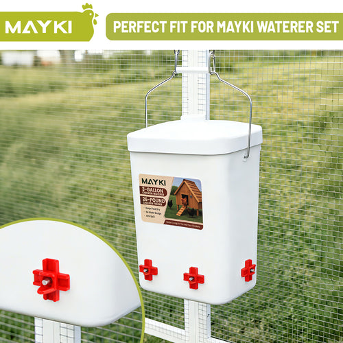 MAYKI Chicken Waterer Nipples, 4-Pack Horizontal Chicken Water Nipples, Leakproof Poultry Watering System for Buckets, Barrels & DIY Setups, for MAYKI Waterer Set, Water-Saving Design