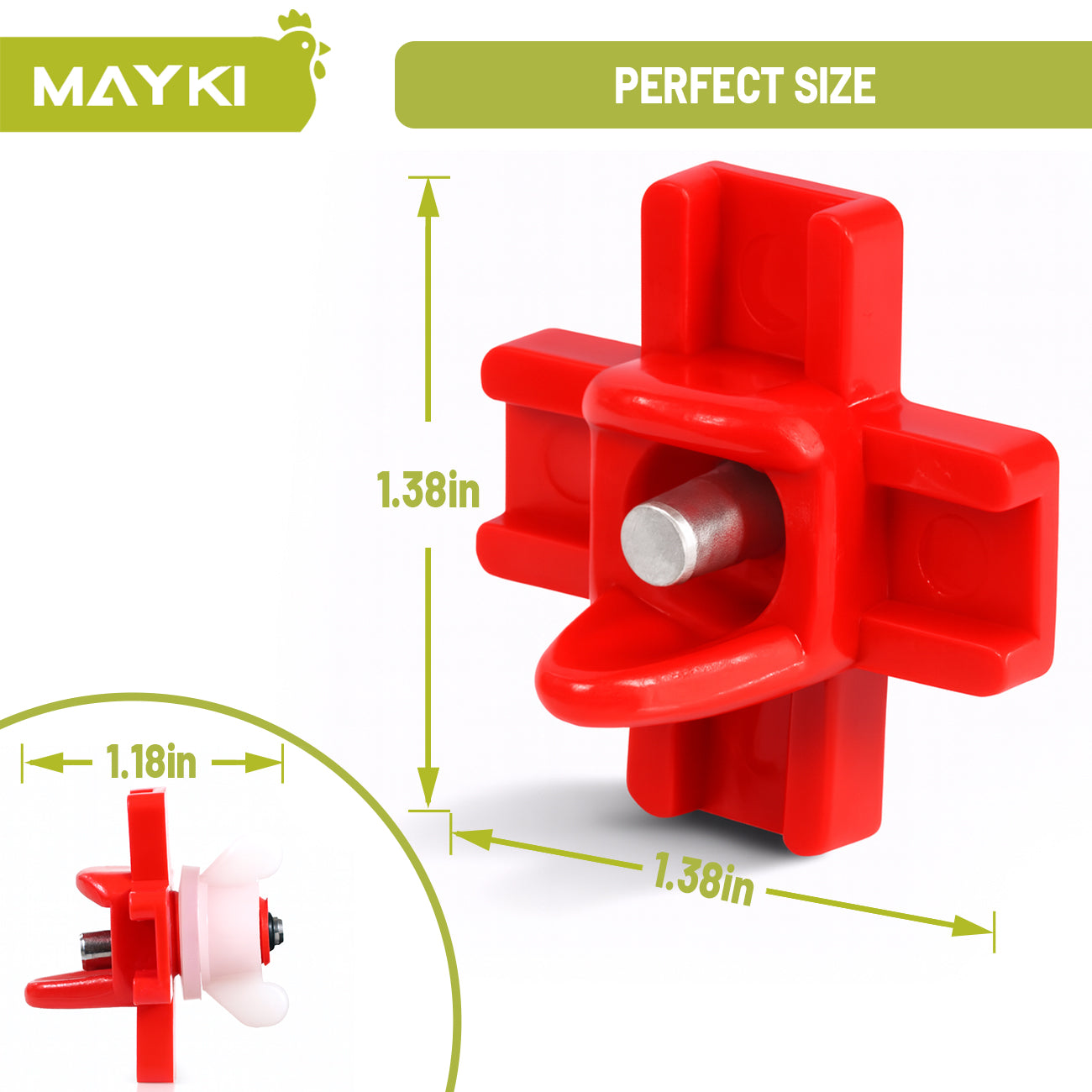 MAYKI Chicken Waterer Nipples, 4-Pack Horizontal Chicken Water Nipples, Leakproof Poultry Watering System for Buckets, Barrels & DIY Setups, for MAYKI Waterer Set, Water-Saving Design