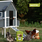 MAYKI Chicken Feeder and Waterer Set, 3 Gallon/26 LB No Waste Poultry Feeding System with Hanging Option, Automatic Coop Accessories for 10 Hens, Upgraded Feeder Port Water Cup, BPA-Free Winter Design