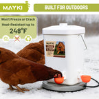 MAYKI Chicken Feeder and Waterer Set, 3 Gallon/26 LB No Waste Poultry Feeding System with Hanging Option, Automatic Coop Accessories for 10 Hens, Upgraded Feeder Port Water Cup, BPA-Free Winter Design